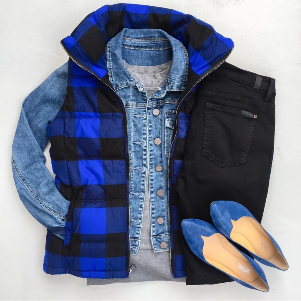 Buffalo plaid fleece lined vest, XS